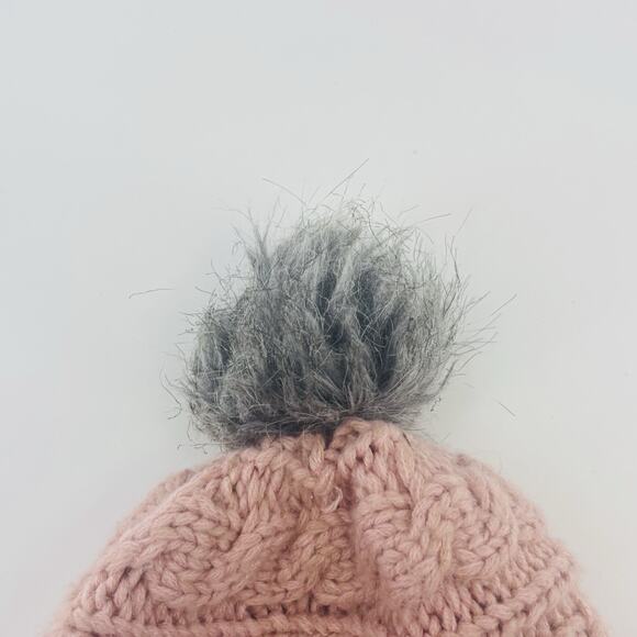 The North Face Womens Cable Knit Winter Beanie Stocking Hat Cap Pink OSFA - Picture 3 of 5